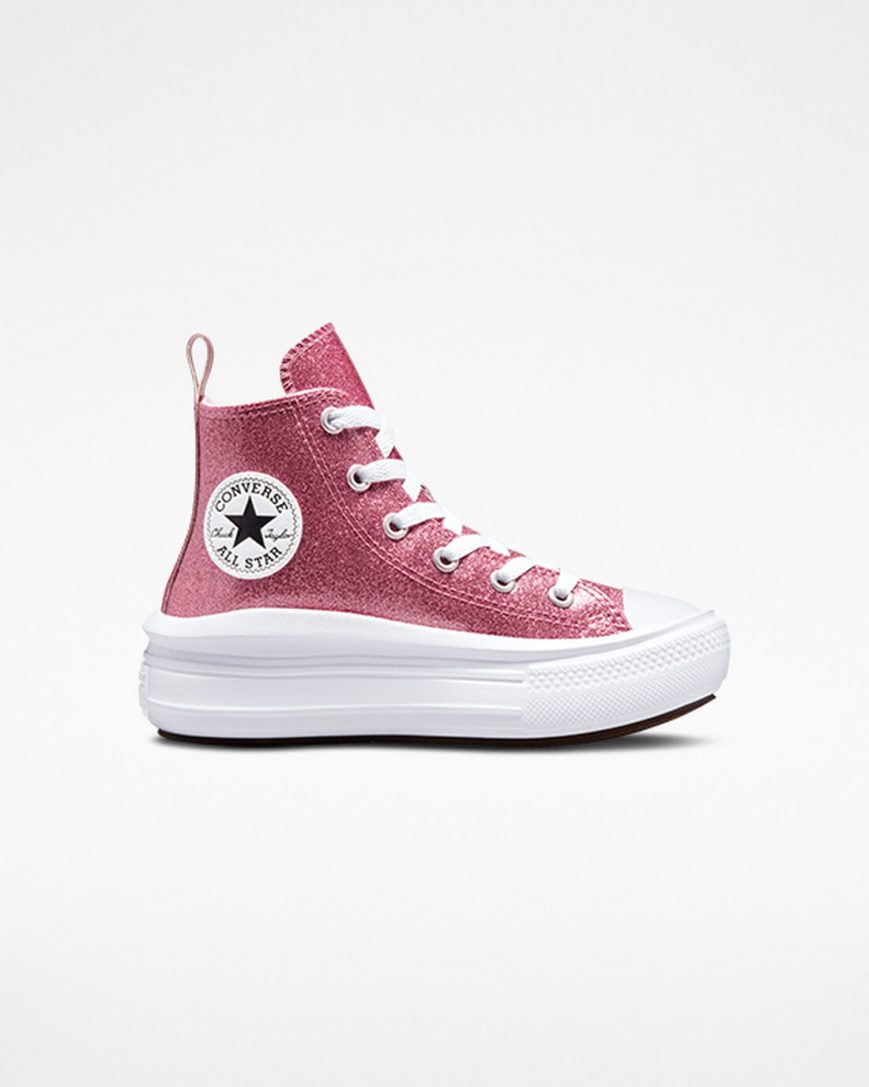 Dívčí Boty Na Platformy Converse Chuck Taylor All Star Move Glitter Vysoké Růžové Fialové Bílé | CZ NXMV40